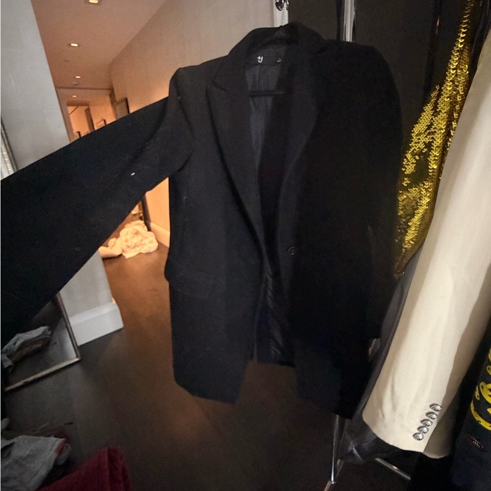Uniqlo x Jil Sander Wool Coat L Black Single Breasted Minimalist Overcoat - Picture 4 of 8